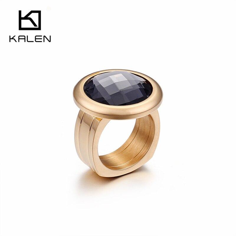 Rossny Women Rings Bulgaria Gold Stainless Steel & Colorful Stone Rings-Rings-Rossny