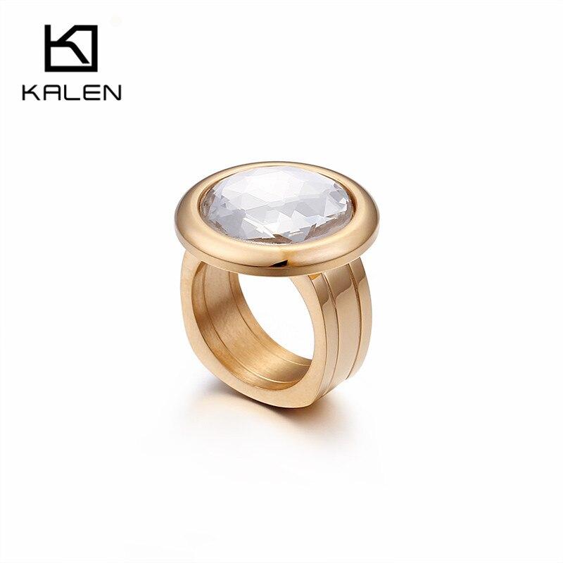 Rossny Women Rings Bulgaria Gold Stainless Steel & Colorful Stone Rings-Rings-Rossny