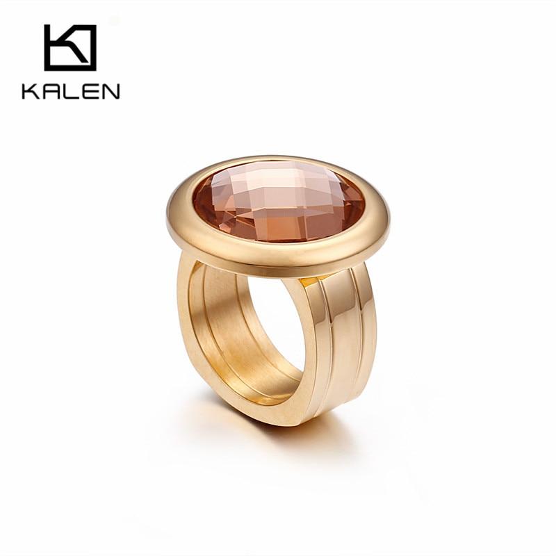 Rossny Women Rings Bulgaria Gold Stainless Steel & Colorful Stone Rings-Rings-Rossny