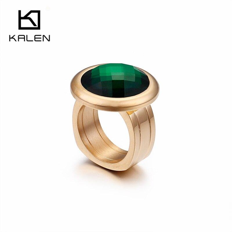 Rossny Women Rings Bulgaria Gold Stainless Steel & Colorful Stone Rings-Rings-Rossny