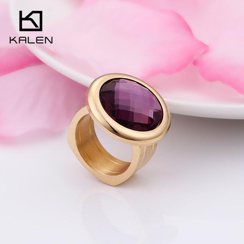 Rossny Women Rings Bulgaria Gold Stainless Steel & Colorful Stone Rings-Rings-Rossny