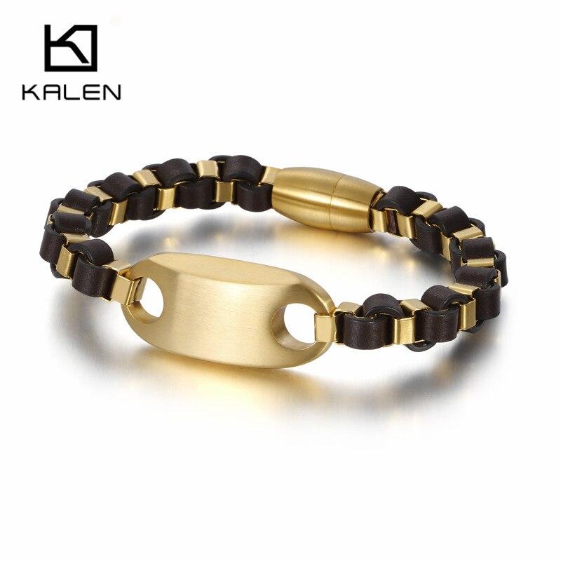Stainless Steel Gold/Silver Geometric Charm Homme Leather Bracelet Jewelry-Bracelet-Rossny