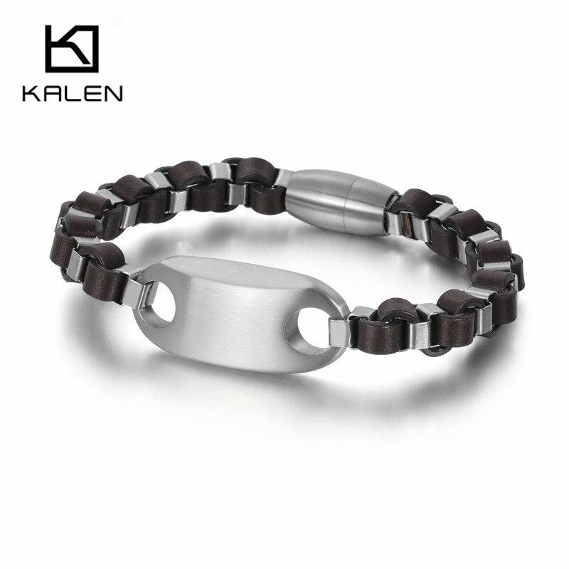 Stainless Steel Gold/Silver Geometric Charm Homme Leather Bracelet Jewelry-Bracelet-Rossny