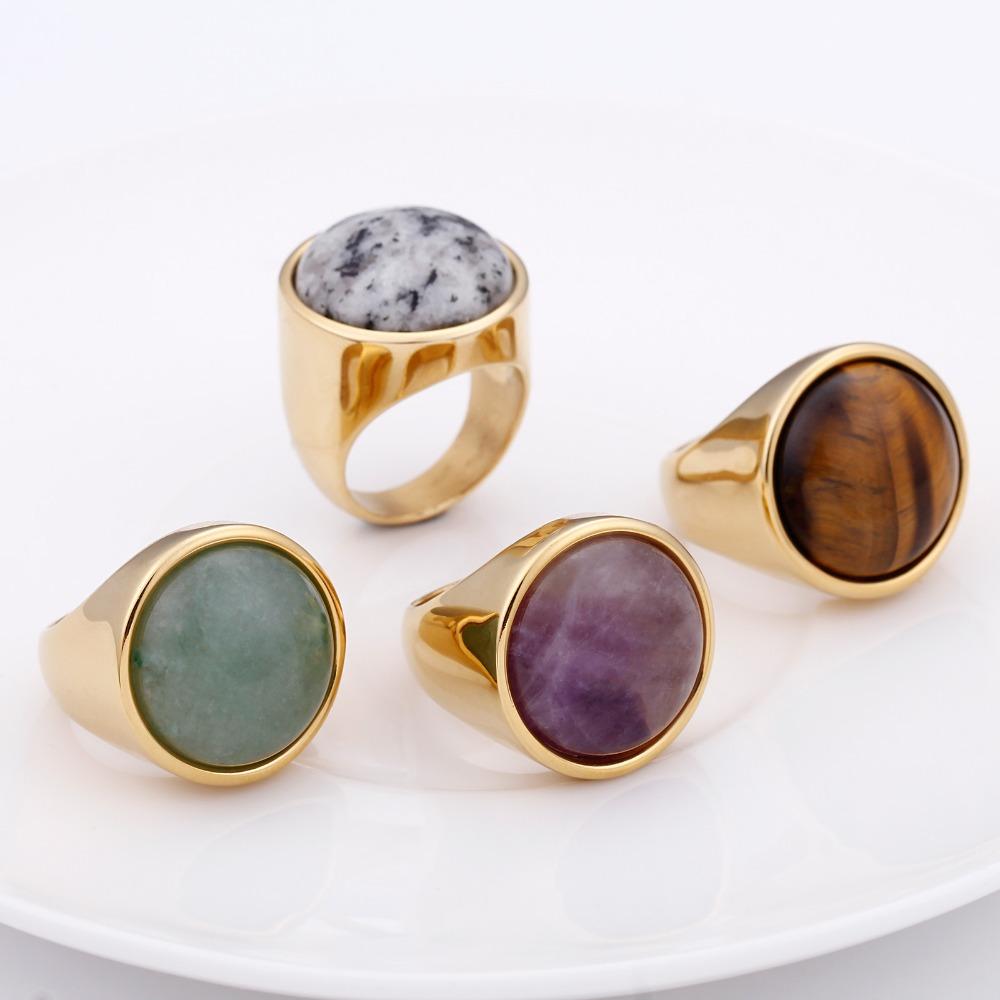 Rossny Crystal Rings Lady Marble Color Stone Rings Women Size 6-9 Antique Silver & Gold Wedding Rings Party Jewelry-Rings-Rossny