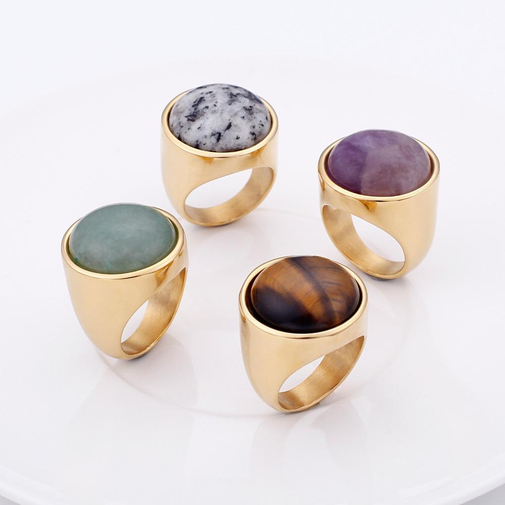 Rossny Crystal Rings Lady Marble Color Stone Rings Women Size 6-9 Antique Silver & Gold Wedding Rings Party Jewelry-Rings-Rossny