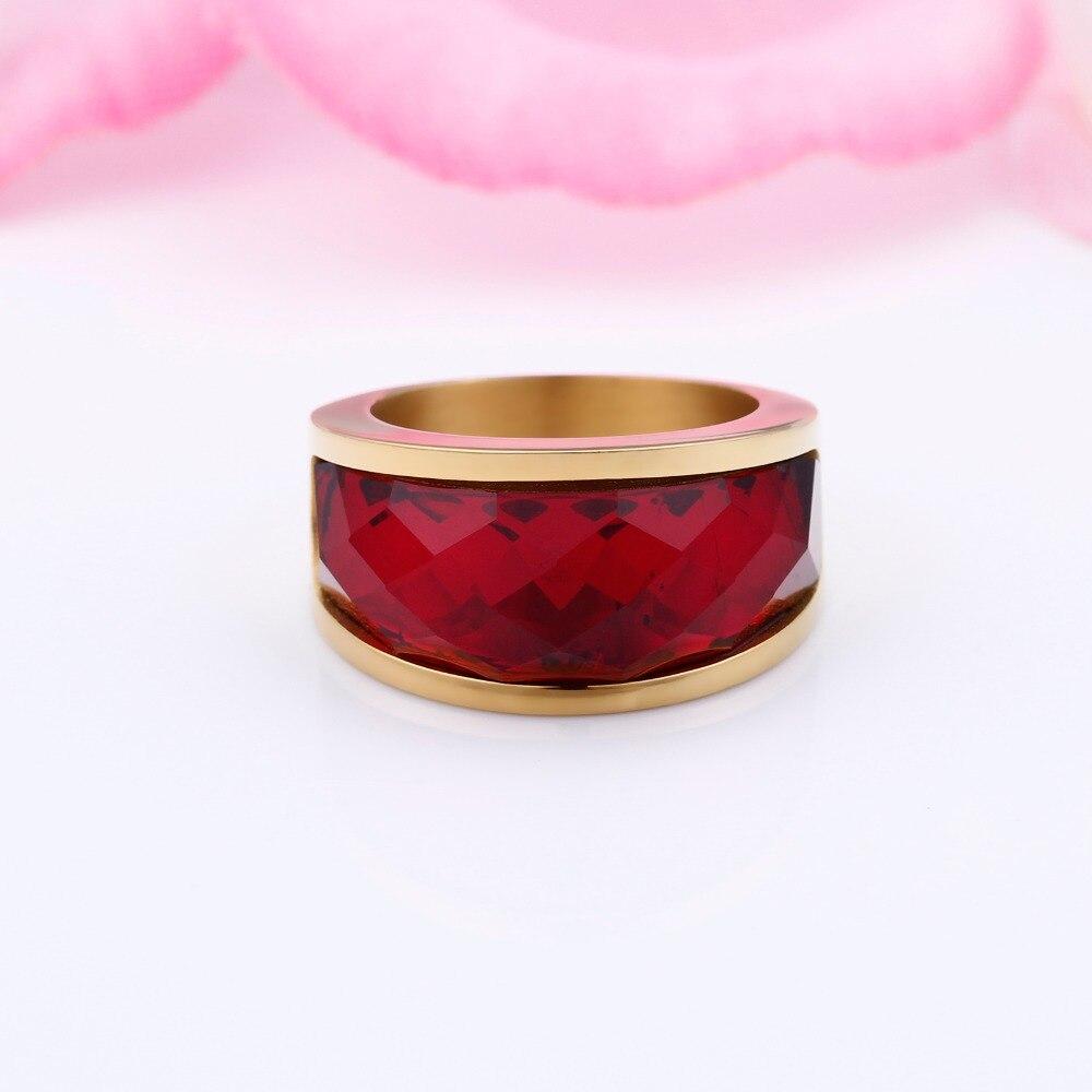 Rossny Wedding Crystal Party All Rings Gold/Silver Stainless Steel Colorful Stone Charm-Rossny