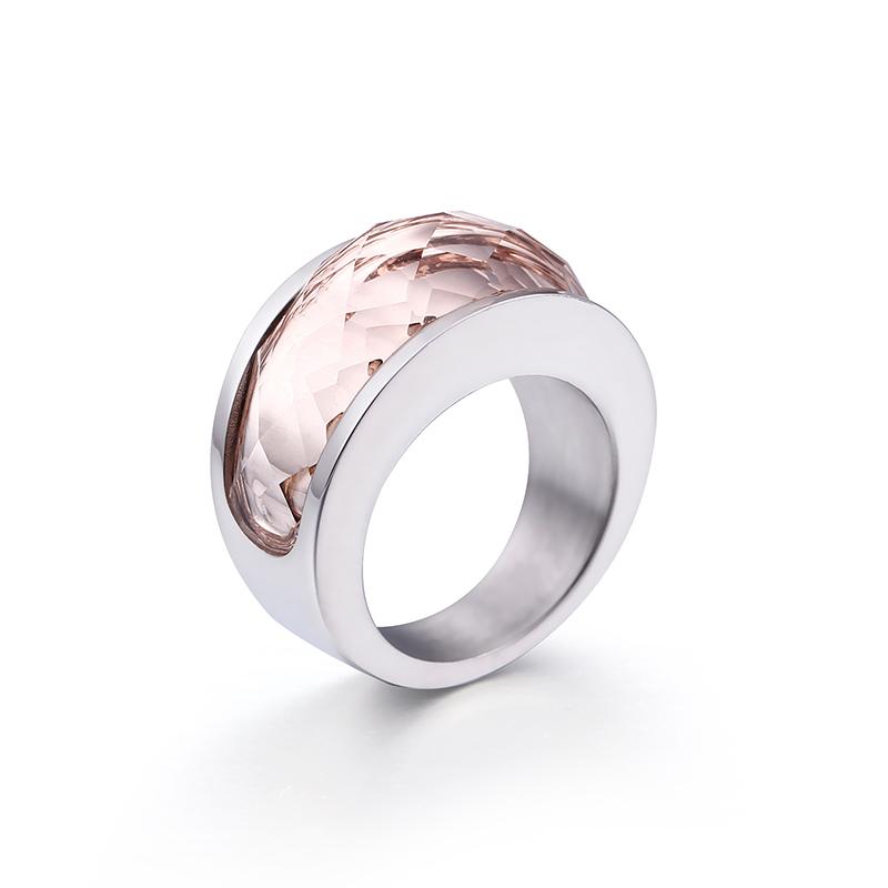 Rossny Wedding Crystal Party All Rings Gold/Silver Stainless Steel Colorful Stone Charm-Rossny