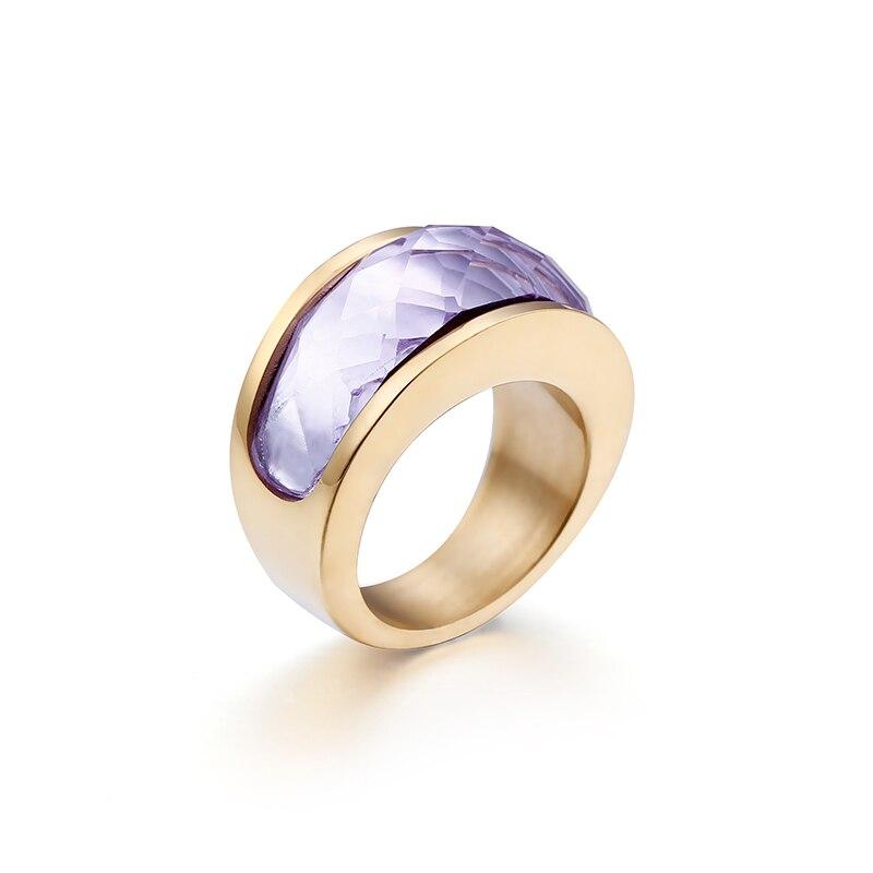 Rossny Wedding Crystal Party All Rings Gold/Silver Stainless Steel Colorful Stone Charm-Rossny