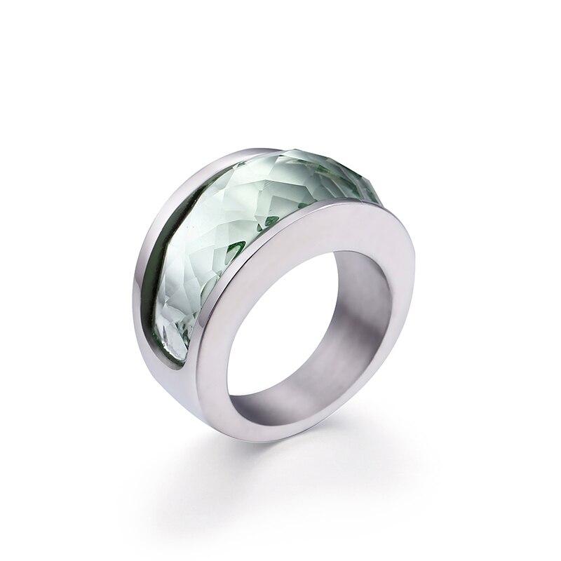 Rossny Wedding Crystal Party All Rings Gold/Silver Stainless Steel Colorful Stone Charm-Rossny