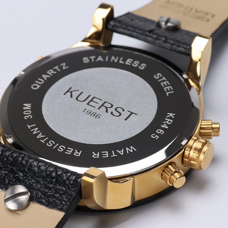 YSYH Men's Gold Watch Luxury Brand Waterproof Sport Quartz Clock Four Time Zone Display Big Dial Wrist Watch Men New
