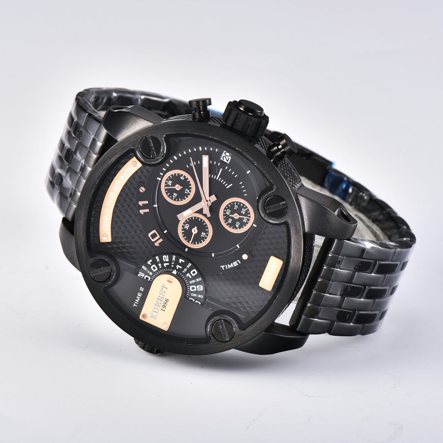 YSYH brand men's wrist watches gold large dial multi-time zone display man sports watch