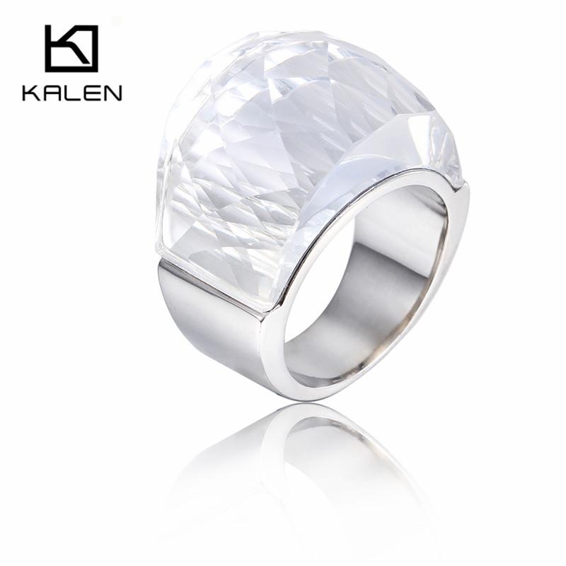 Rossny Bohemia Crystal Wedding Rings For Women Silver Stainless Steel Engagement Jewelry-Rings-Rossny