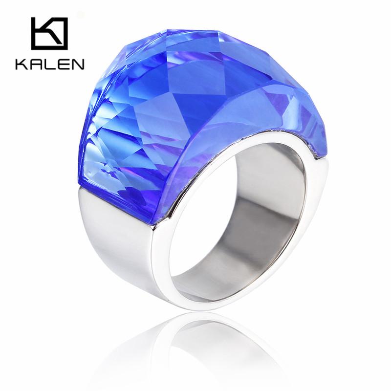 Rossny Bohemia Crystal Wedding Rings For Women Silver Stainless Steel Engagement Jewelry-Rings-Rossny