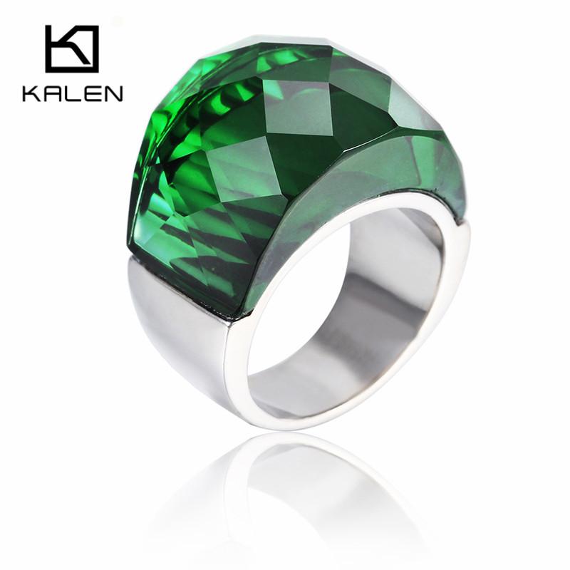 Rossny Bohemia Crystal Wedding Rings For Women Silver Stainless Steel Engagement Jewelry-Rings-Rossny