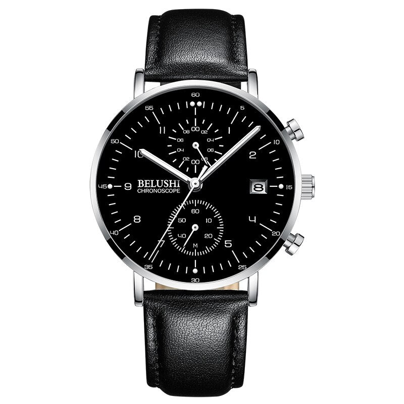 YSYH Man Watches Waterproof Sport Wrist Watch Clock Male Leather Strap Chronograph Men Gift Minimalist Watch