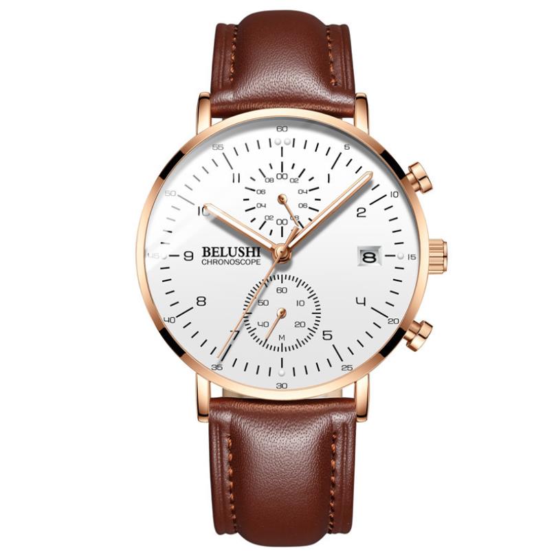 YSYH Man Watches Waterproof Sport Wrist Watch Clock Male Leather Strap Chronograph Men Gift Minimalist Watch