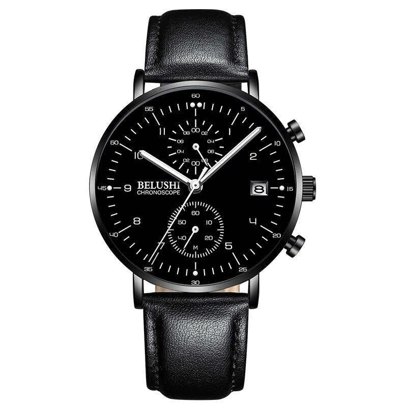 YSYH Man Watches Waterproof Sport Wrist Watch Clock Male Leather Strap Chronograph Men Gift Minimalist Watch