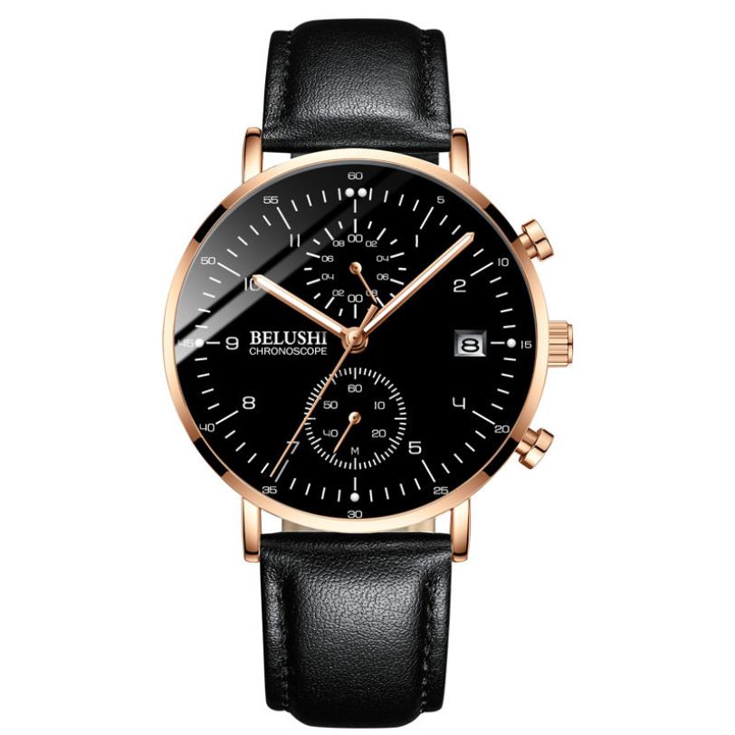 YSYH Man Watches Waterproof Sport Wrist Watch Clock Male Leather Strap Chronograph Men Gift Minimalist Watch