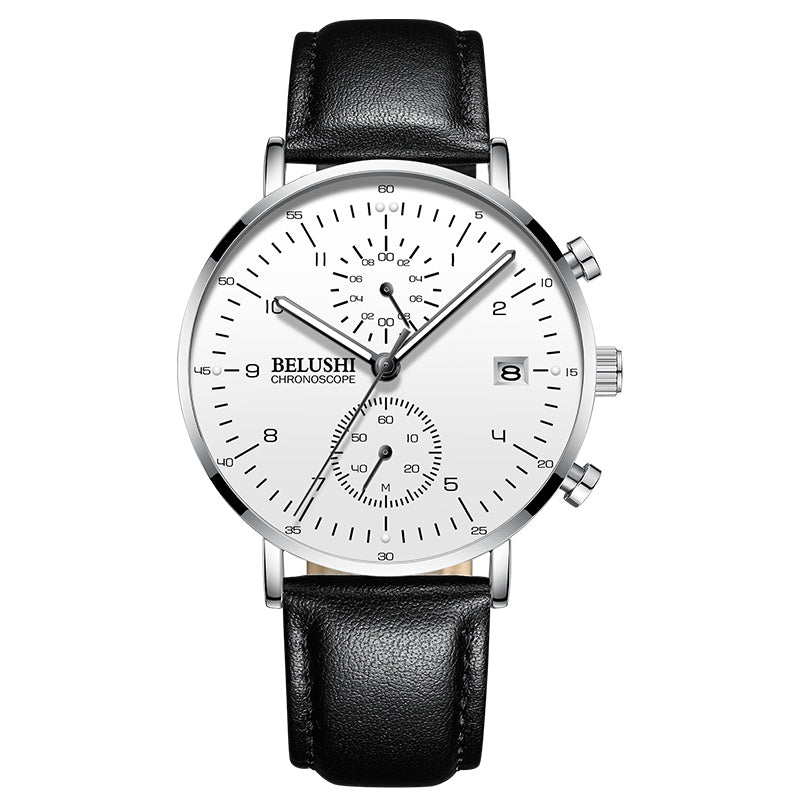 YSYH Man Watches Waterproof Sport Wrist Watch Clock Male Leather Strap Chronograph Men Gift Minimalist Watch