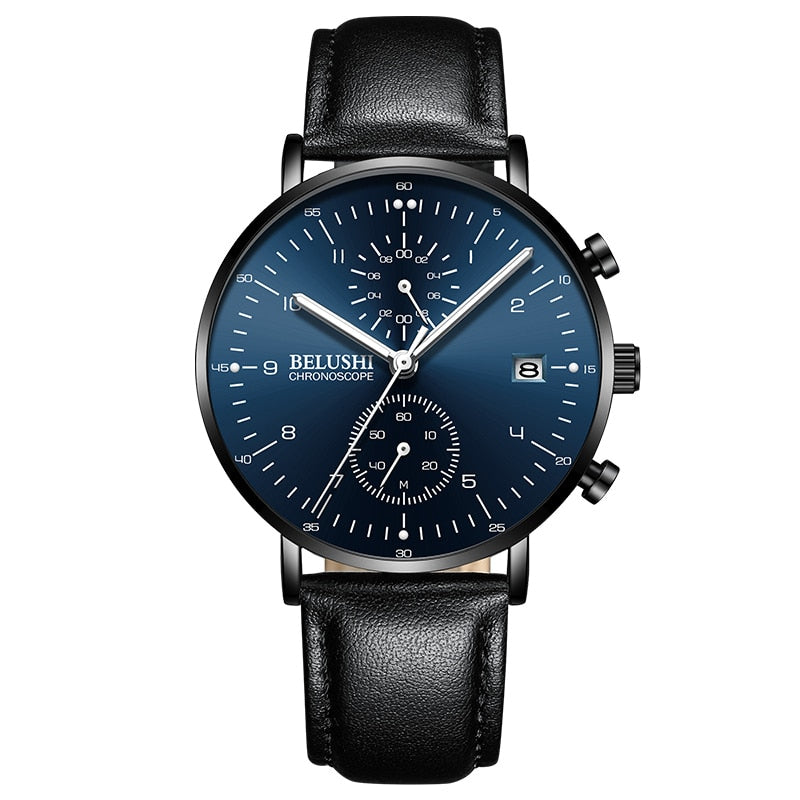 YSYH Man Watches Waterproof Sport Wrist Watch Clock Male Leather Strap Chronograph Men Gift Minimalist Watch