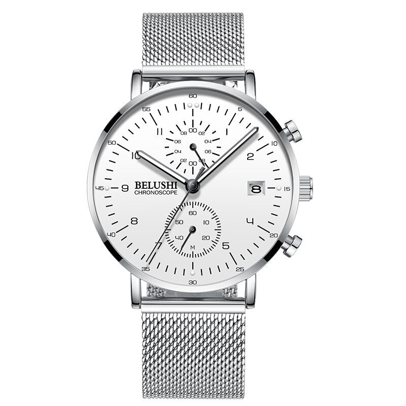 YSYH Man Watches Waterproof Sport Wrist Watch Clock Male Leather Strap Chronograph Men Gift Minimalist Watch