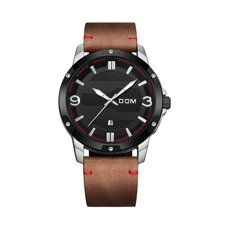 YSYH Men's Watch Waterproof Sports Casual Quartz Watch Men Leather Strap Luminous Pointer Multifunction Clock
