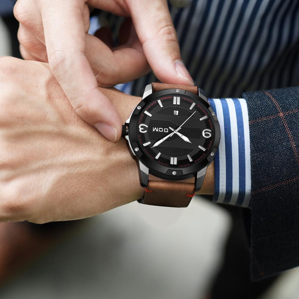 YSYH Men's Watch Waterproof Sports Casual Quartz Watch Men Leather Strap Luminous Pointer Multifunction Clock