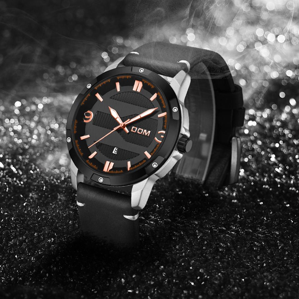YSYH Men's Watch Waterproof Sports Casual Quartz Watch Men Leather Strap Luminous Pointer Multifunction Clock