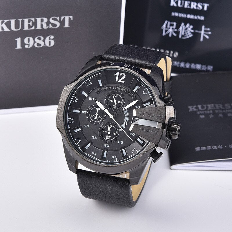 YSYH Mens Sport Watch Men Waterproof Quartz Watch Fashion Leather Strap Chronograph