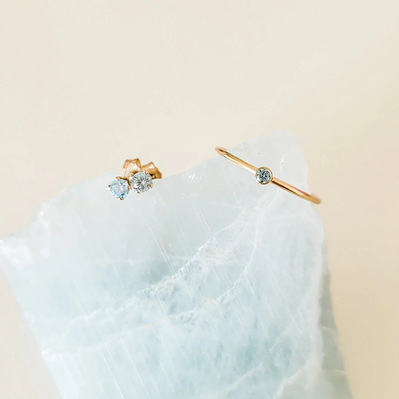 March Birthstone Stud Earrings (Aquamarine)