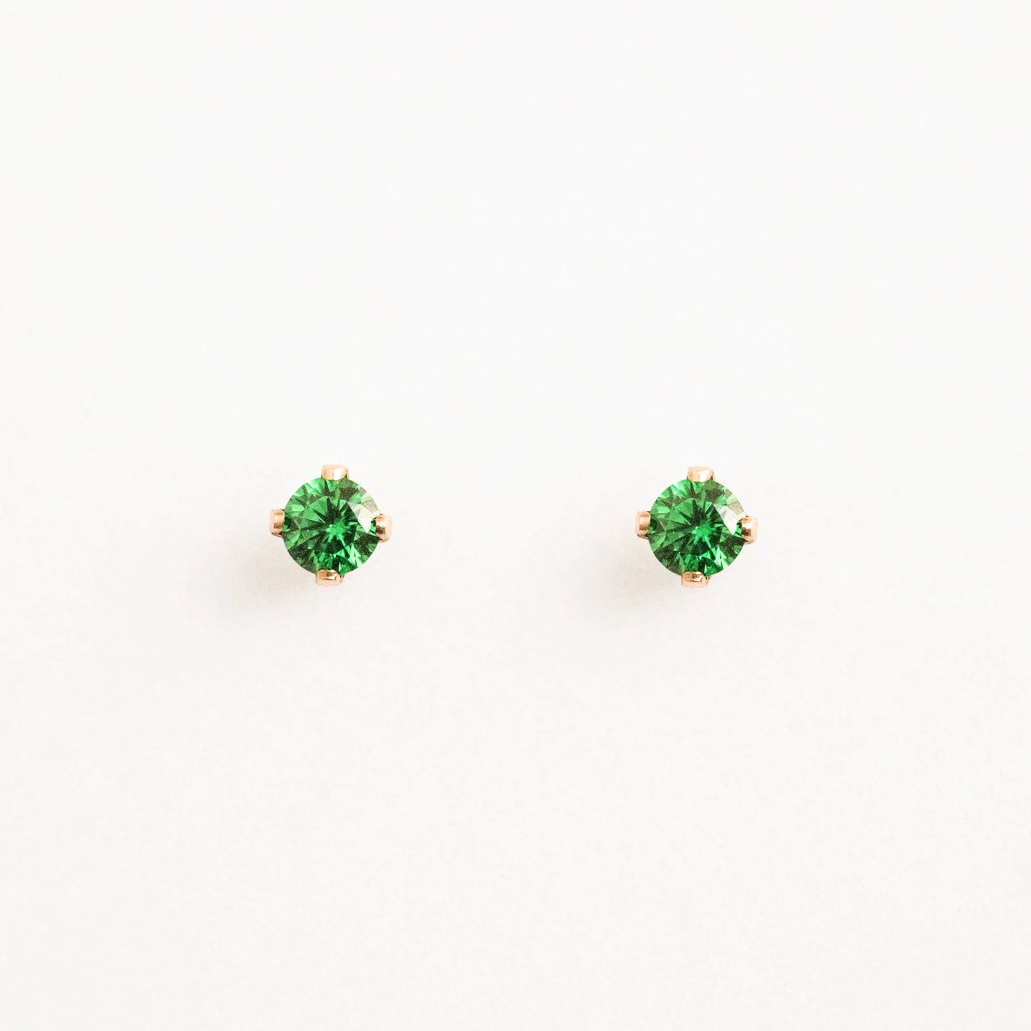 May Birthstone Stud Earrings (Emerald)