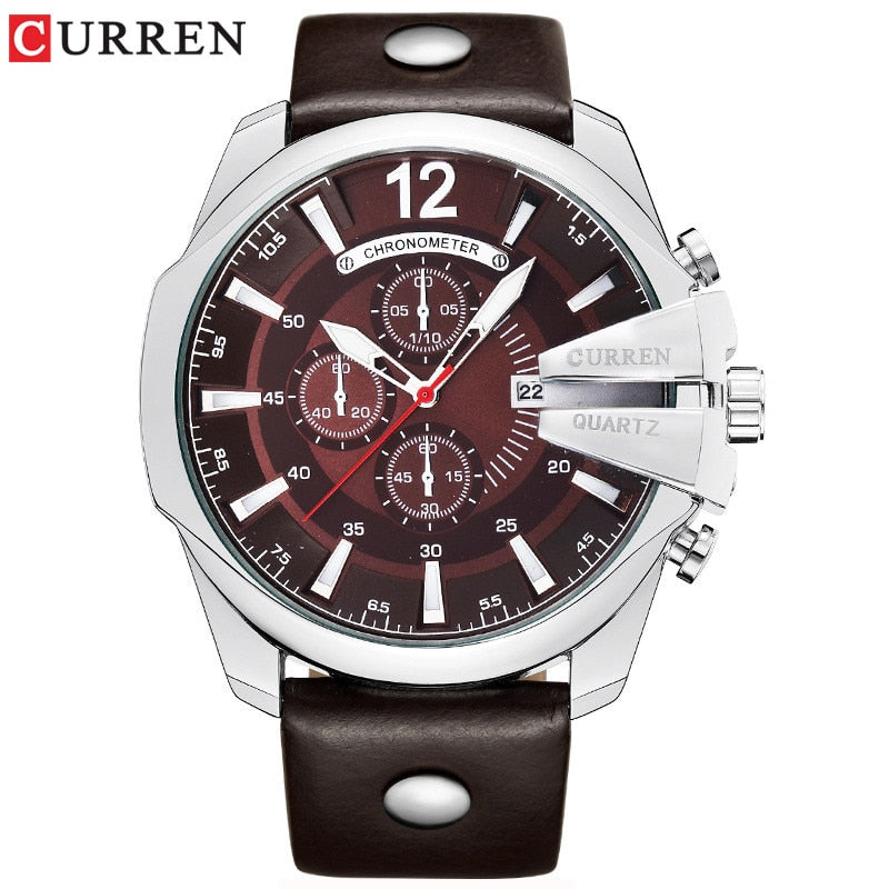 YSYH Men Luxury Brand Casual Sports Watches Modern Quartz Wrist Watch Genuine Leather Strap Male Clock