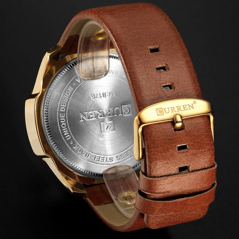 YSYH Men Luxury Brand Casual Sports Watches Modern Quartz Wrist Watch Genuine Leather Strap Male Clock