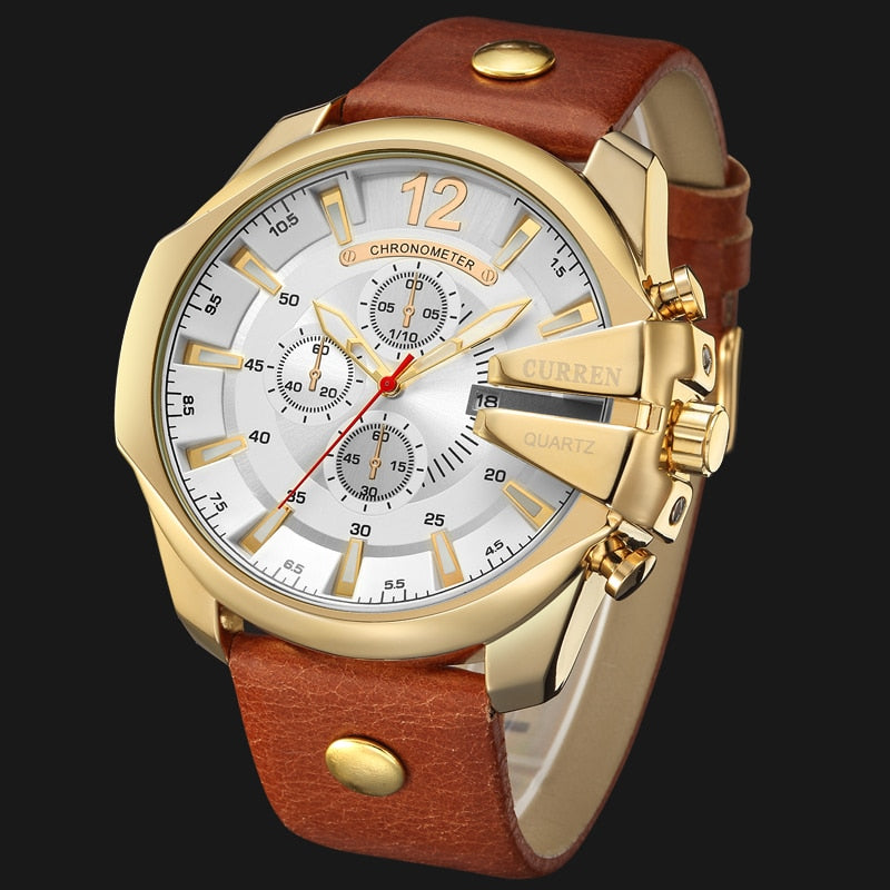 YSYH Men Luxury Brand Casual Sports Watches Modern Quartz Wrist Watch Genuine Leather Strap Male Clock