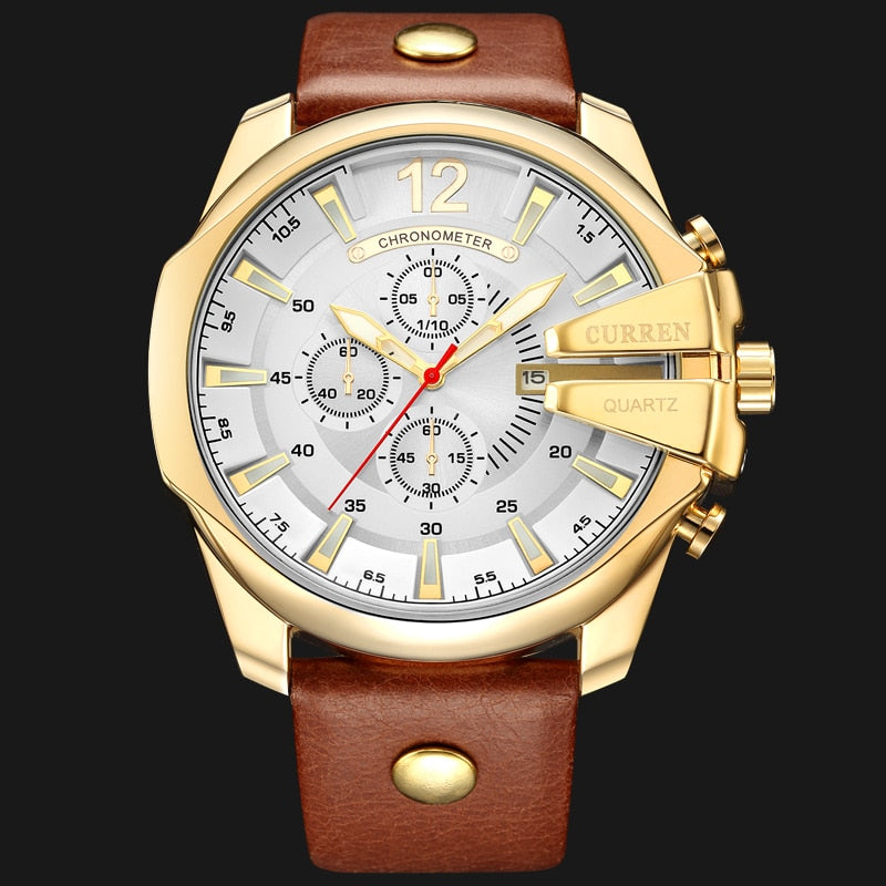 YSYH Men Luxury Brand Casual Sports Watches Modern Quartz Wrist Watch Genuine Leather Strap Male Clock