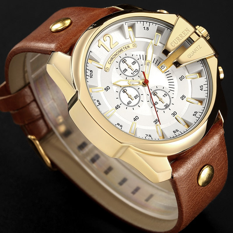 YSYH Men Luxury Brand Casual Sports Watches Modern Quartz Wrist Watch Genuine Leather Strap Male Clock