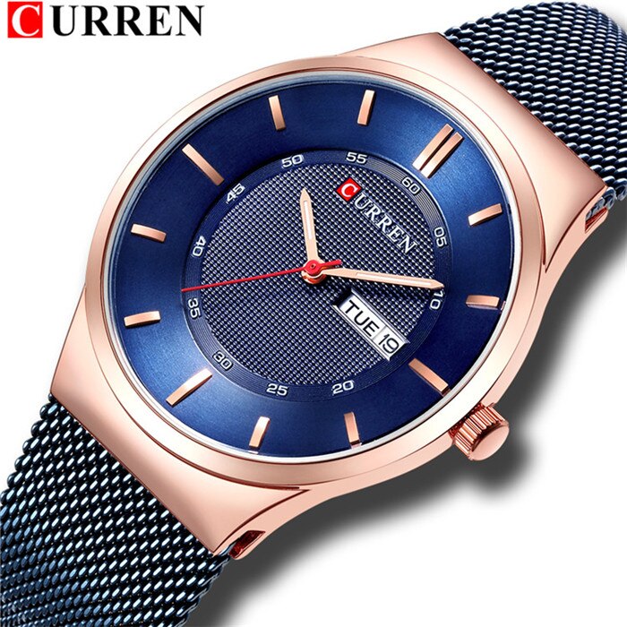 Men Simple Watch Man Fashion Brand YSYH Casual Business Quartz Wristwatch With Week and Date Steel Mesh Relojes Hombre