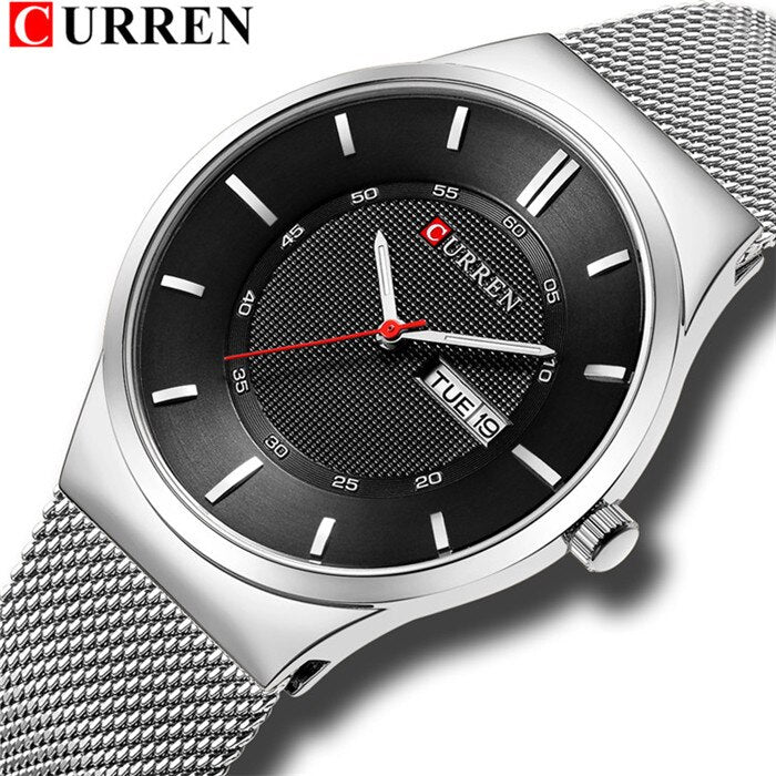 Men Simple Watch Man Fashion Brand YSYH Casual Business Quartz Wristwatch With Week and Date Steel Mesh Relojes Hombre