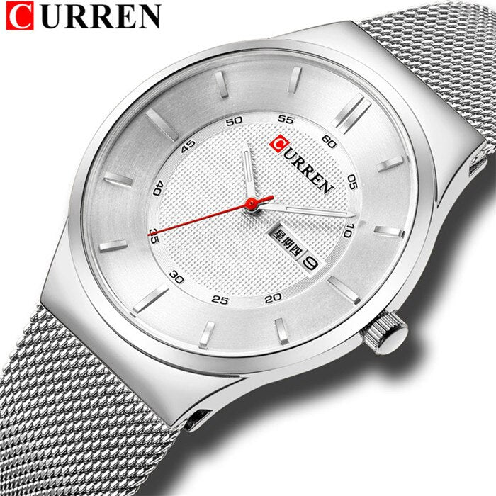Men Simple Watch Man Fashion Brand YSYH Casual Business Quartz Wristwatch With Week and Date Steel Mesh Relojes Hombre