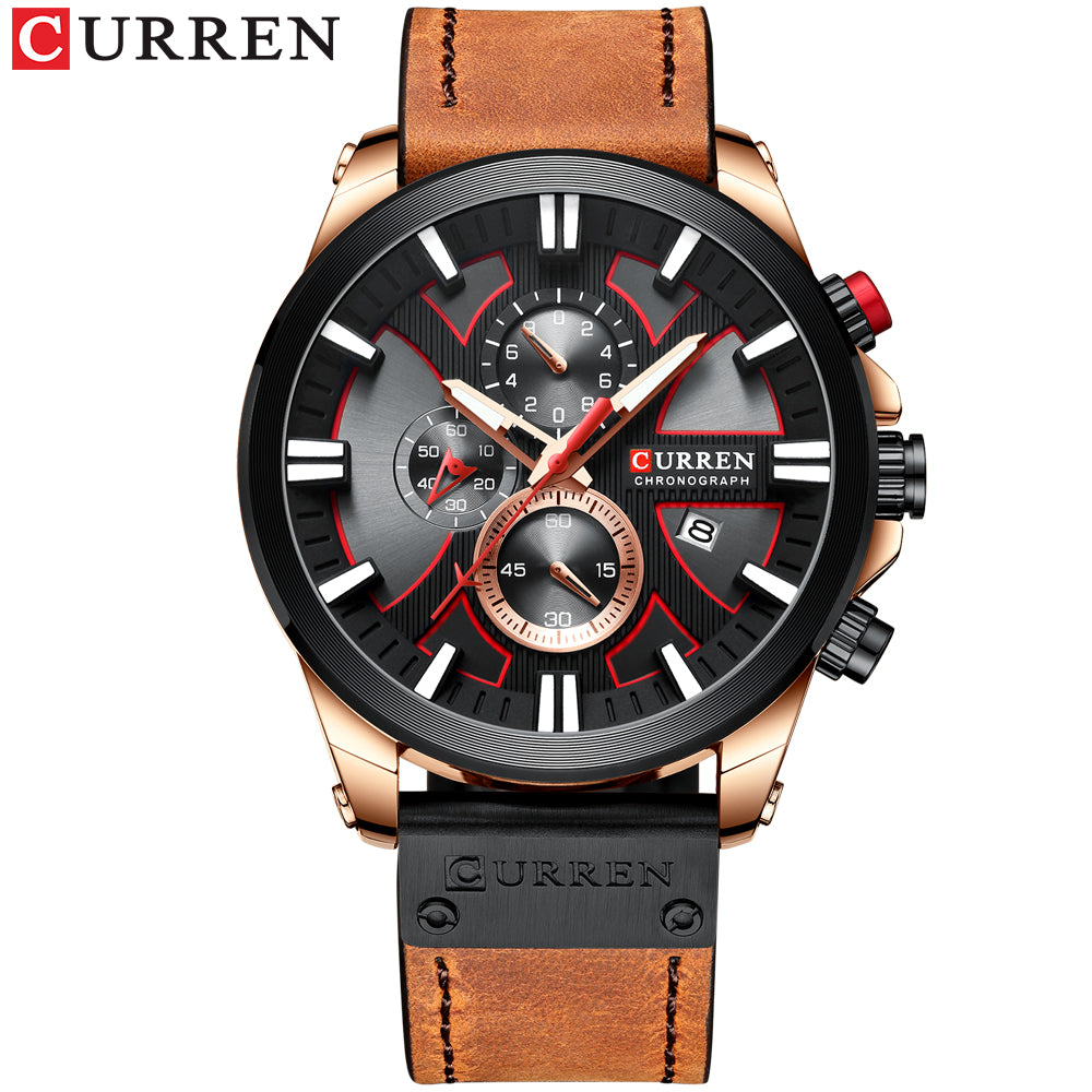 Men Watch Wrist YSYH Luxury Leather Quartz Clock Chronograph Wristwatch
