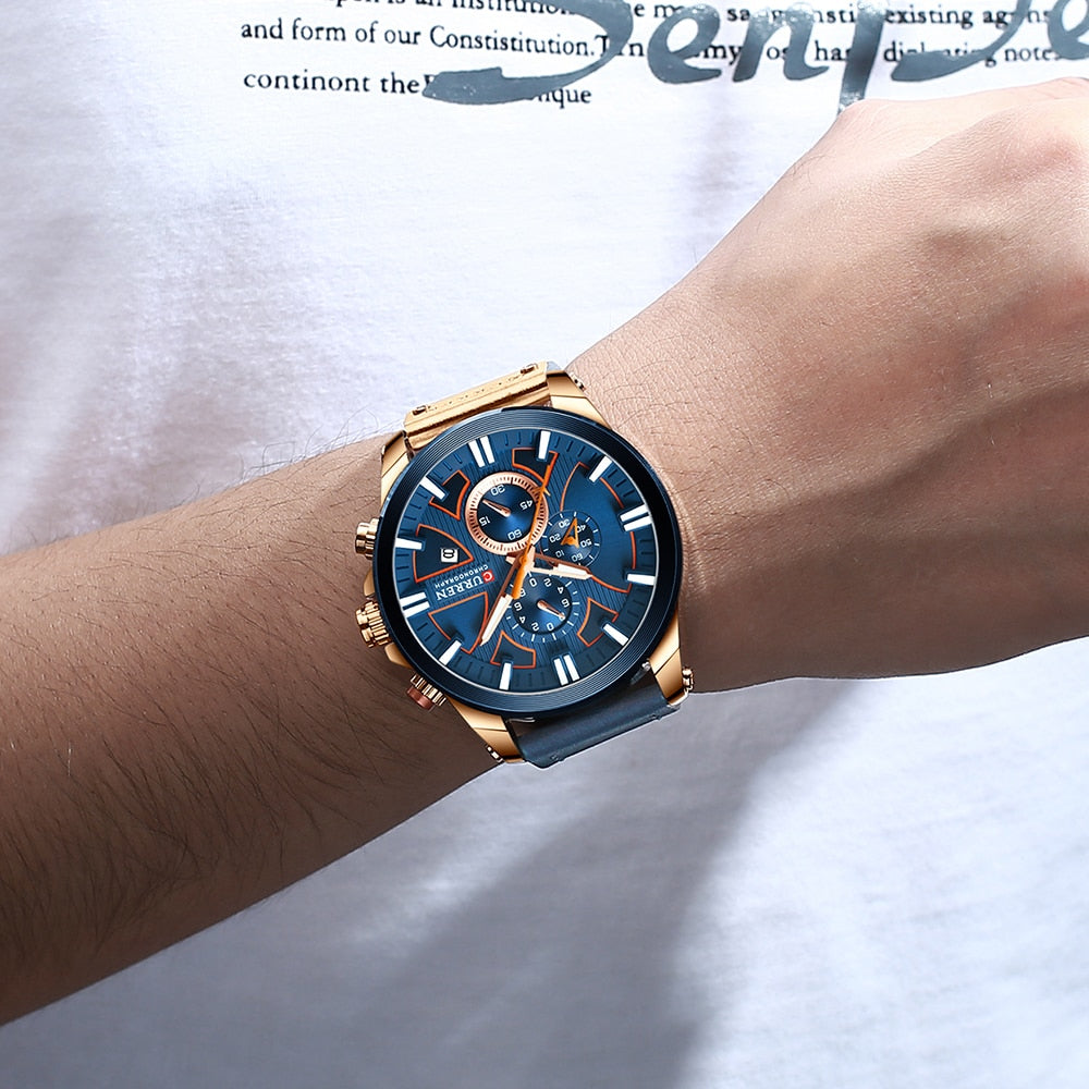 Men Watch Wrist YSYH Luxury Leather Quartz Clock Chronograph Wristwatch