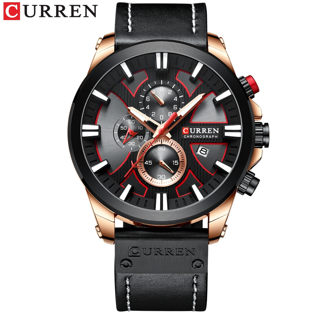 Men Watch Wrist YSYH Luxury Leather Quartz Clock Chronograph Wristwatch