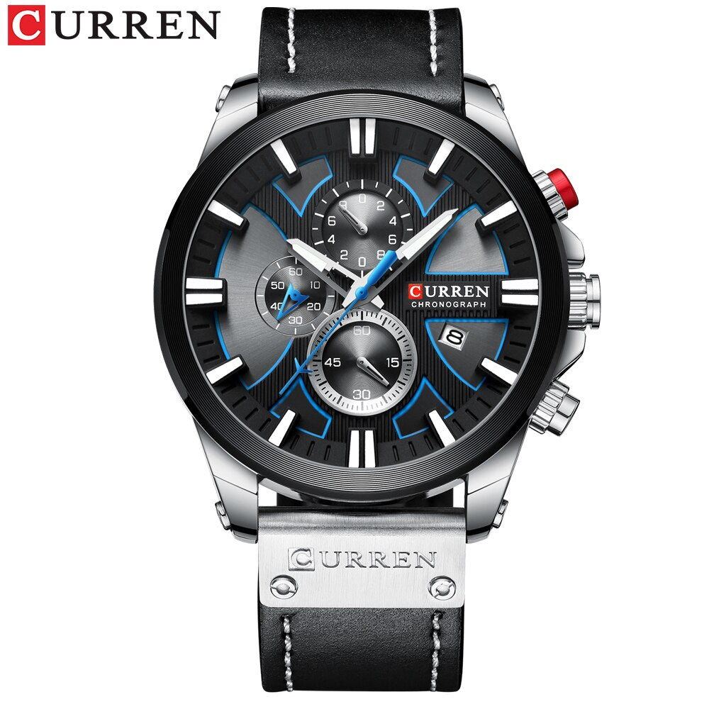 Men Watch Wrist YSYH Luxury Leather Quartz Clock Chronograph Wristwatch