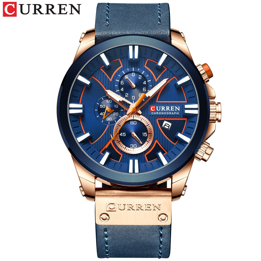 Men Watch Wrist YSYH Luxury Leather Quartz Clock Chronograph Wristwatch