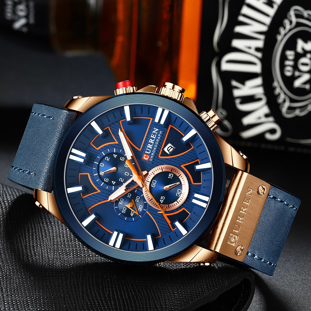 Men Watch Wrist YSYH Luxury Leather Quartz Clock Chronograph Wristwatch