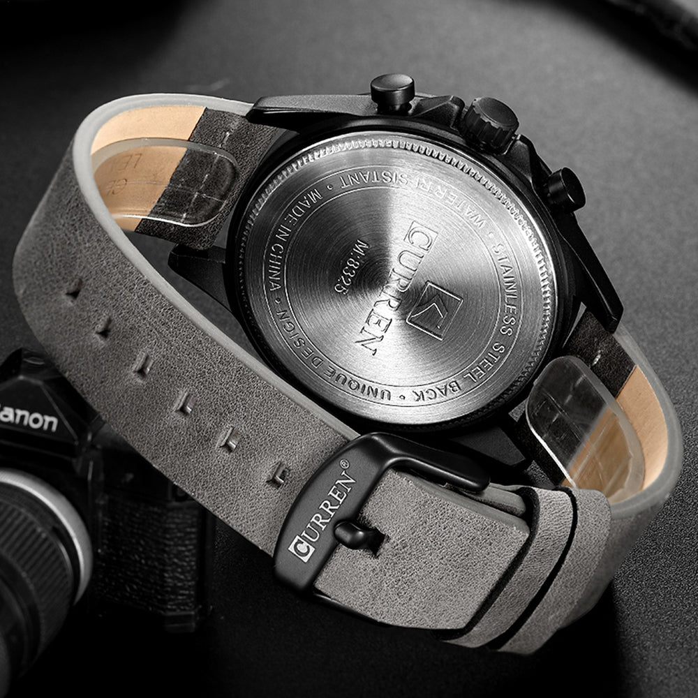 YSYH Men's Sports Watch with Chronograph Leather Strap Watches Quartz Wristwatch