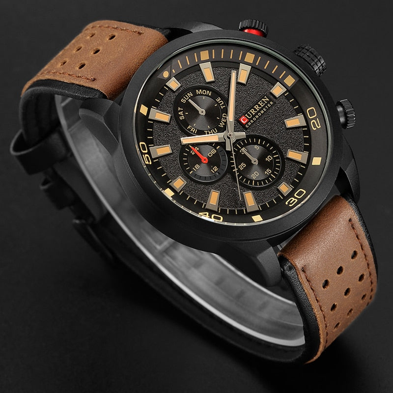 YSYH Brand Quartz Watch Men Military Leather Sports Watches