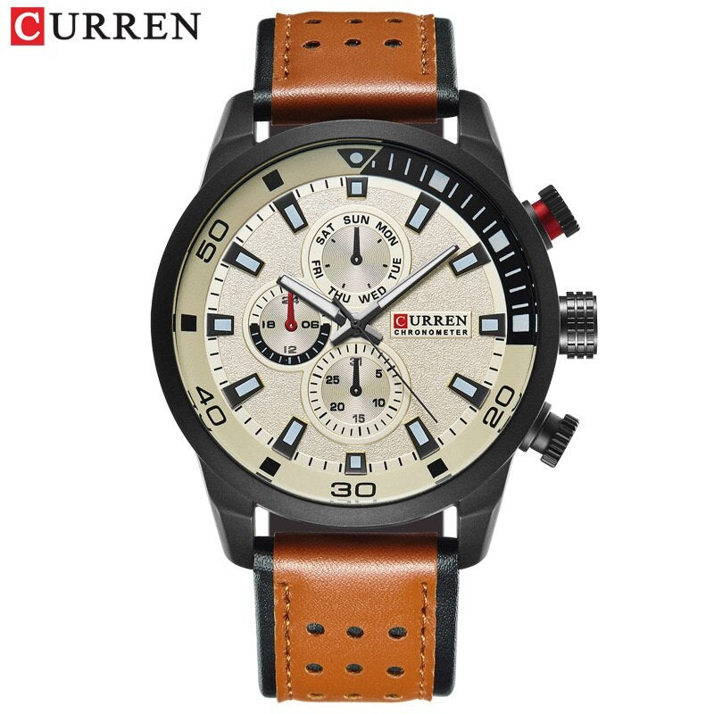 YSYH Brand Quartz Watch Men Military Leather Sports Watches