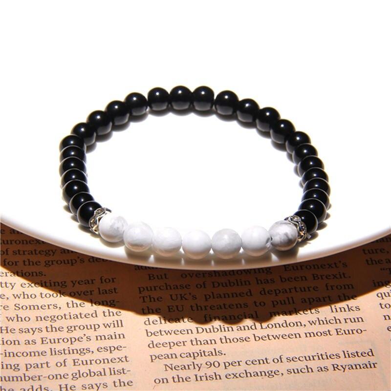 Black Onyx Stone Beaded Bracelet Turquoises Strand Bangle Buddha Jewelry-Bracelet-Rossny
