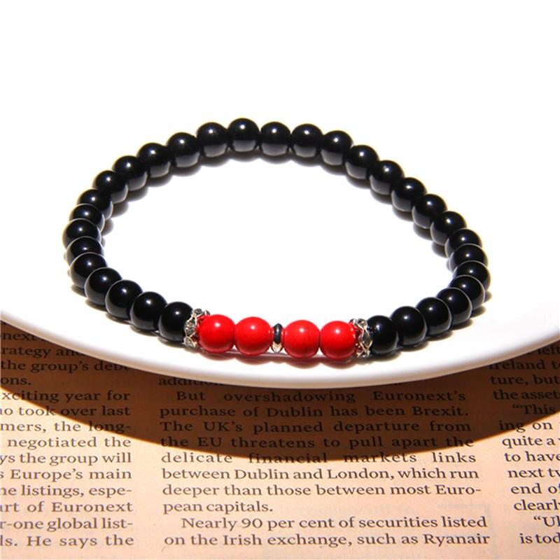 Black Onyx Stone Beaded Bracelet Turquoises Strand Bangle Buddha Jewelry-Bracelet-Rossny